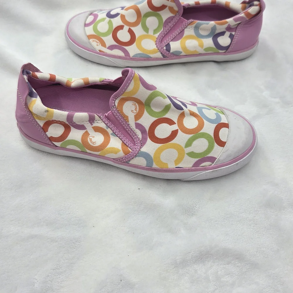 Coach‎ Leatherware Slip-On Sneakers Multicolor C Logo Women’s 6.5B